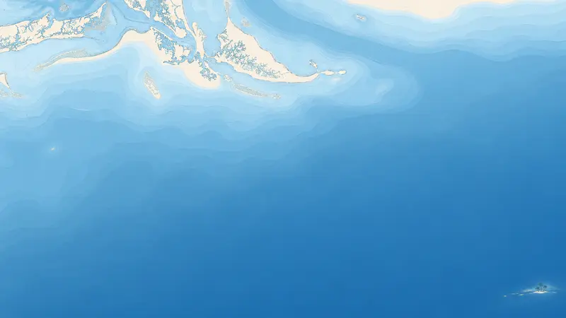 Open Gulf of Mexico water on a nautical chart
